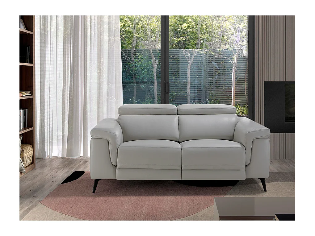 Canapé relax 2 places en cuir gris 6107 ANGEL CERDA