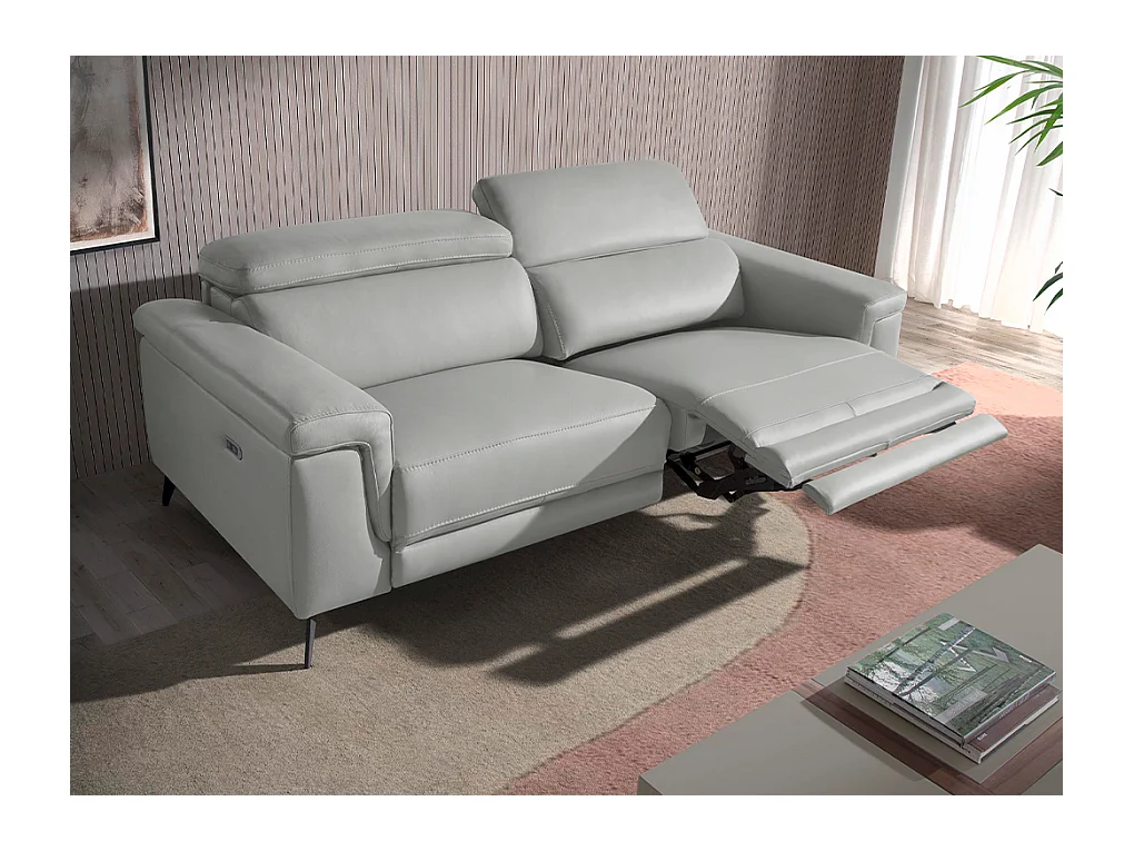Canapé relax 2 places en cuir gris 6107 ANGEL CERDA