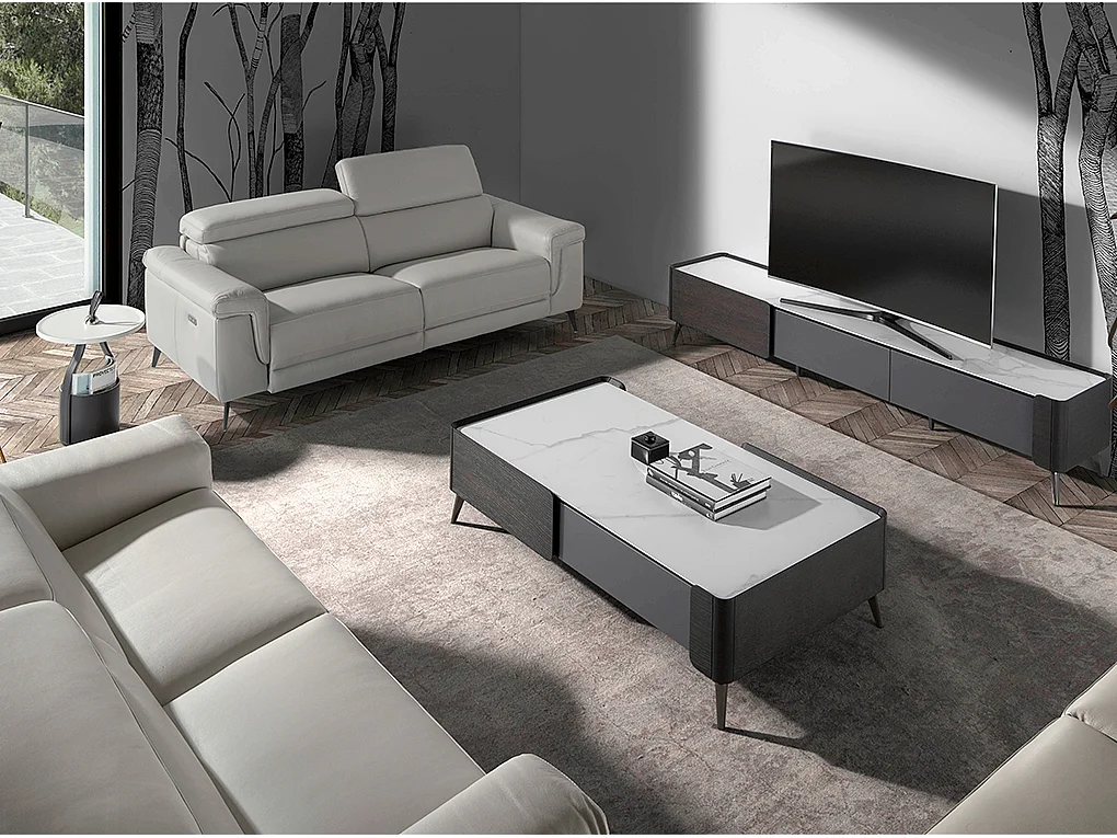 Canapé relax 2 places en cuir gris 6107 ANGEL CERDA