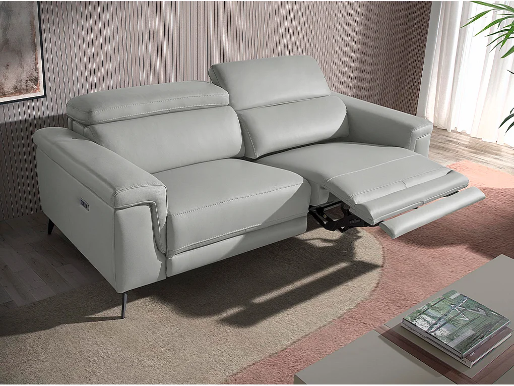 Canapé relax 2 places en cuir gris 6107 ANGEL CERDA