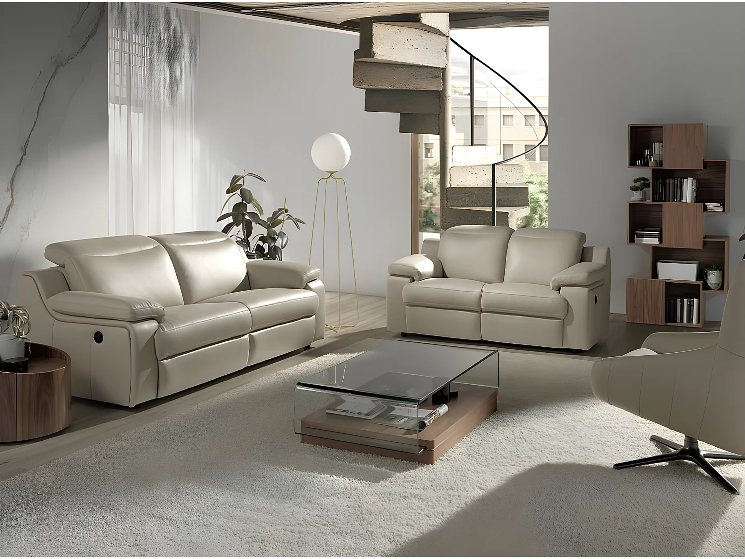 Canapé 2 places en cuir gris 6123 ANGEL CERDA