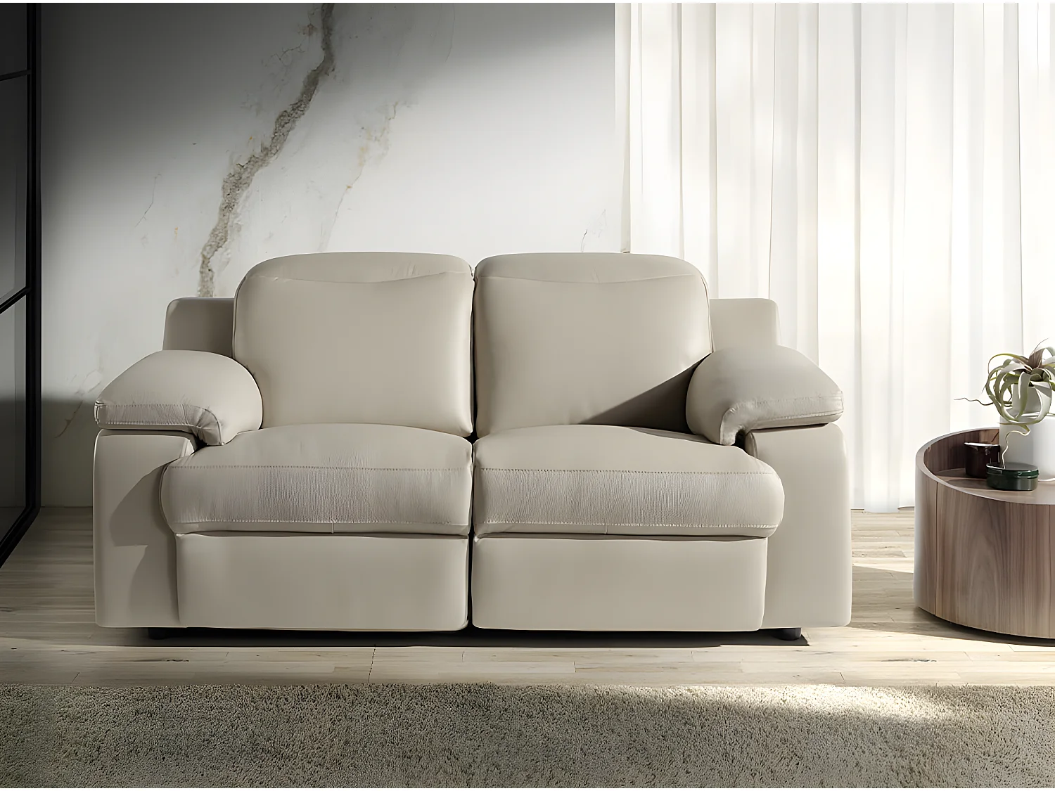 Canapé 2 places en cuir gris 6123 ANGEL CERDA