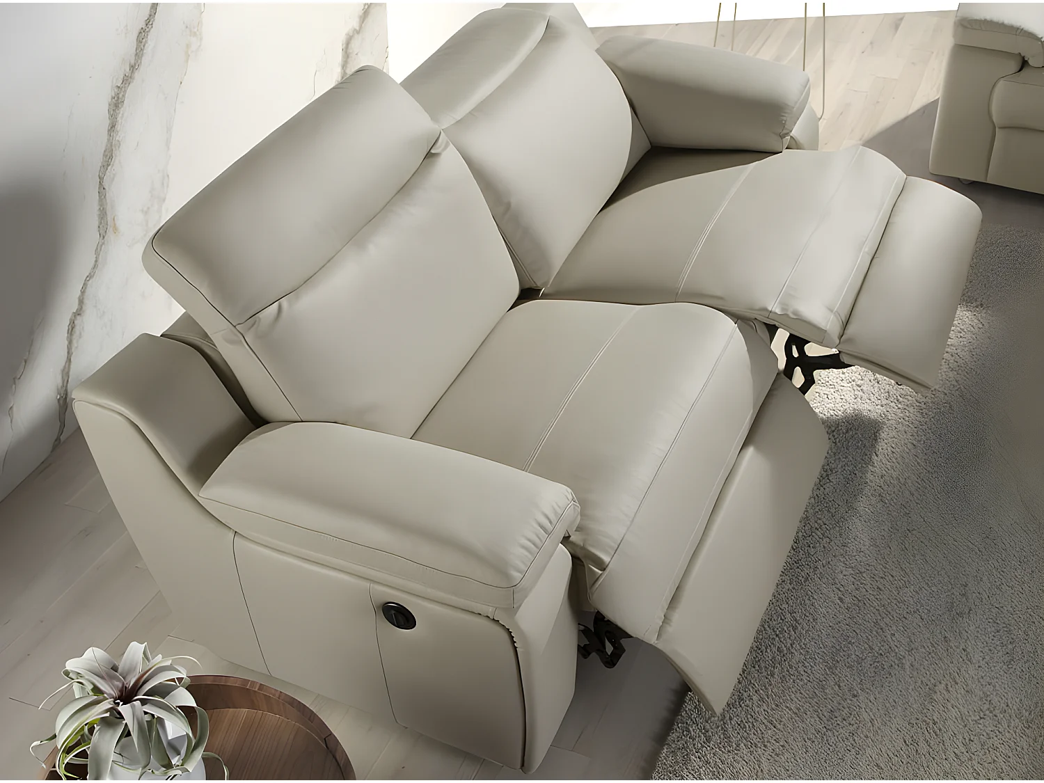 Canapé 2 places en cuir gris 6123 ANGEL CERDA