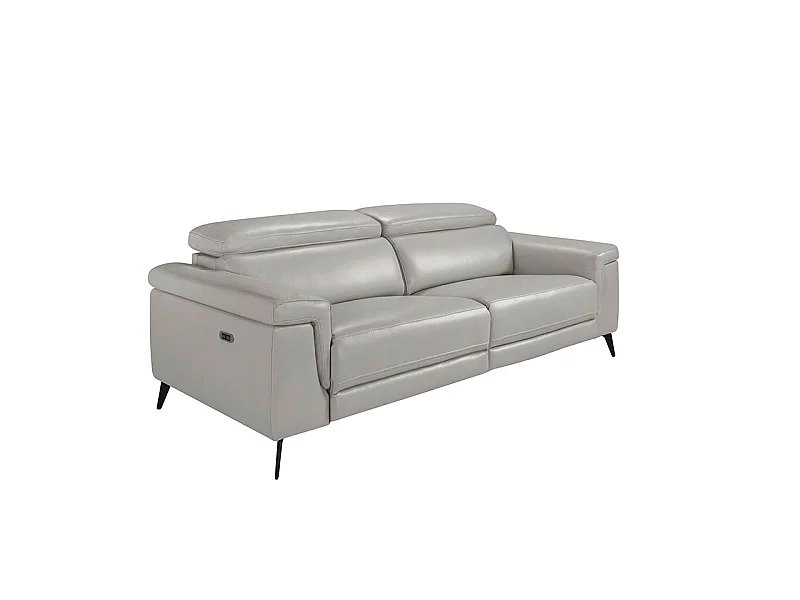 Szara skórzana sofa 3-osobowa