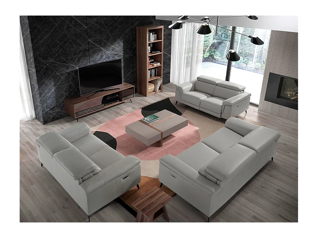 3-zitsbank bekleed in grijs leer 6108 ANGEL CERDA