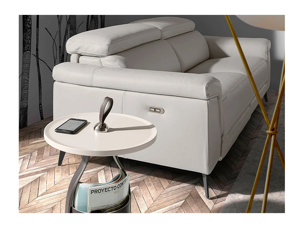 3-zitsbank bekleed in grijs leer 6108 ANGEL CERDA