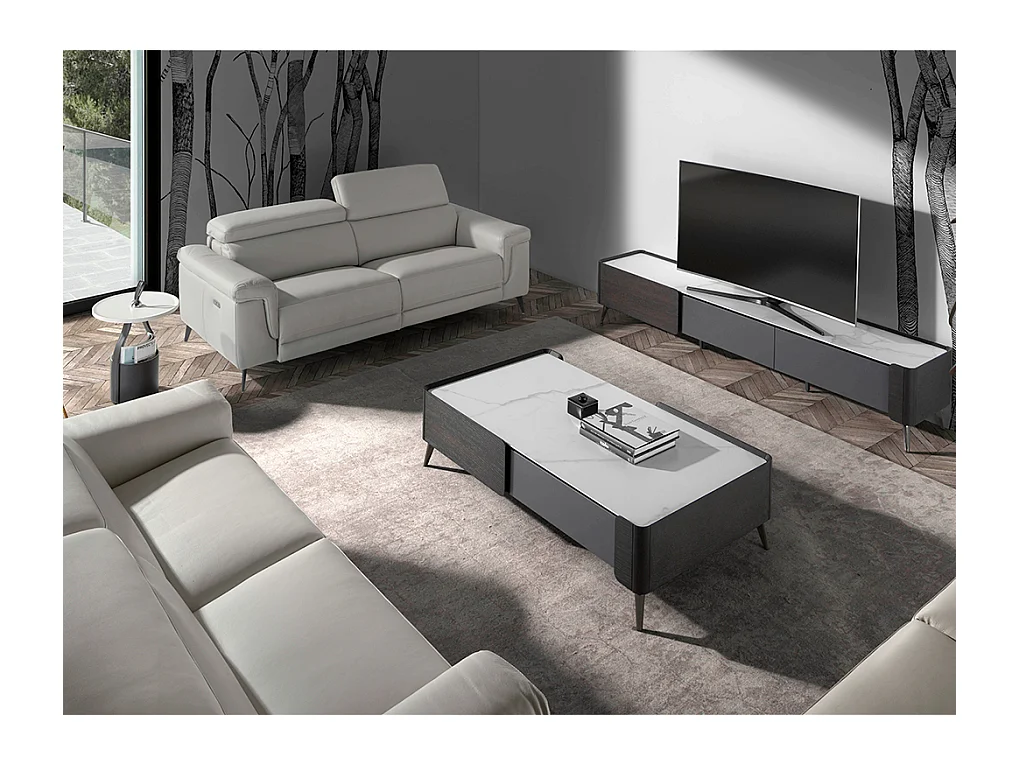 3-zitsbank bekleed in grijs leer 6108 ANGEL CERDA