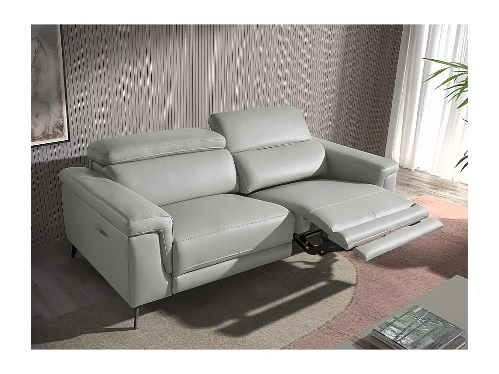 3-zitsbank bekleed in grijs leer 6108 ANGEL CERDA