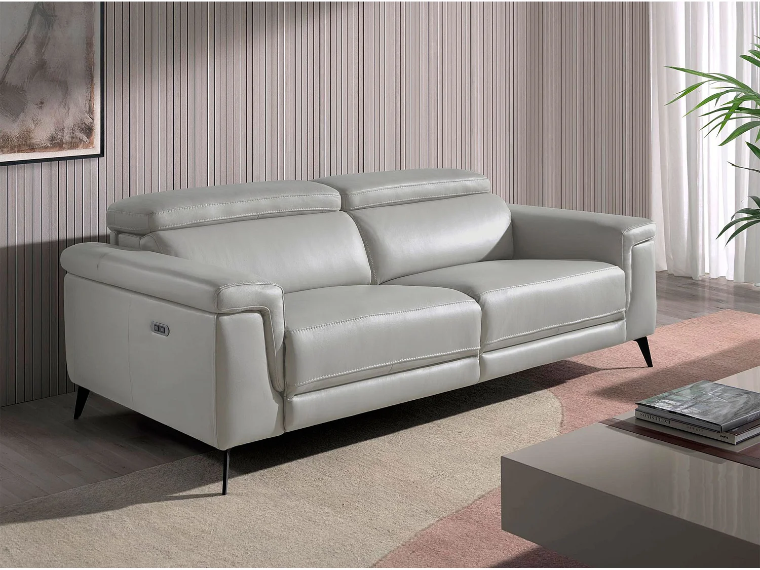 Canapé 3 places en cuir gris 6108 ANGEL CERDA