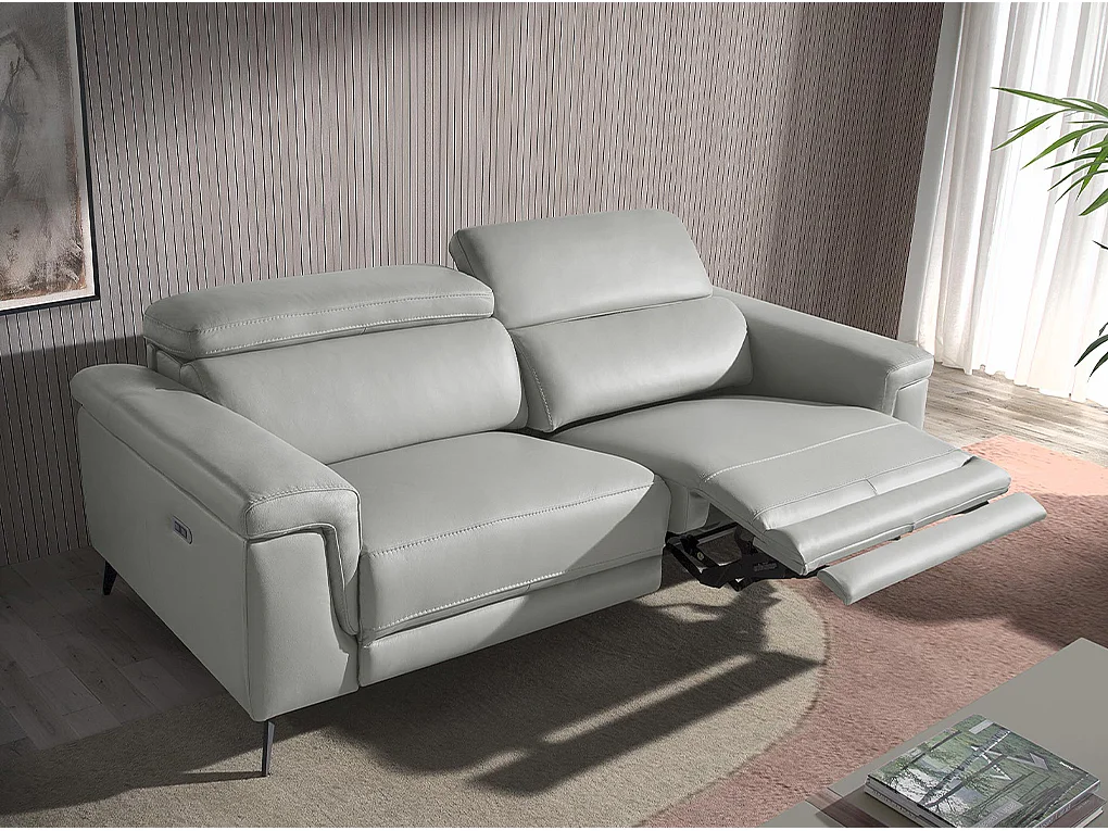 Canapé 3 places en cuir gris 6108 ANGEL CERDA