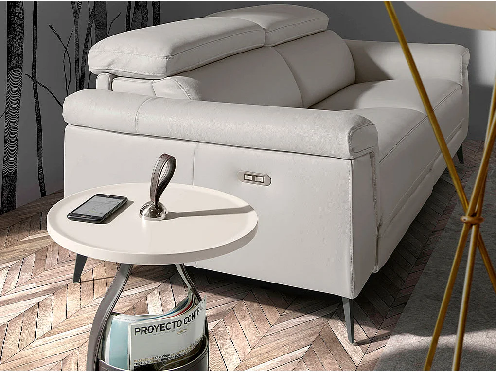 Canapé 3 places en cuir gris 6108 ANGEL CERDA