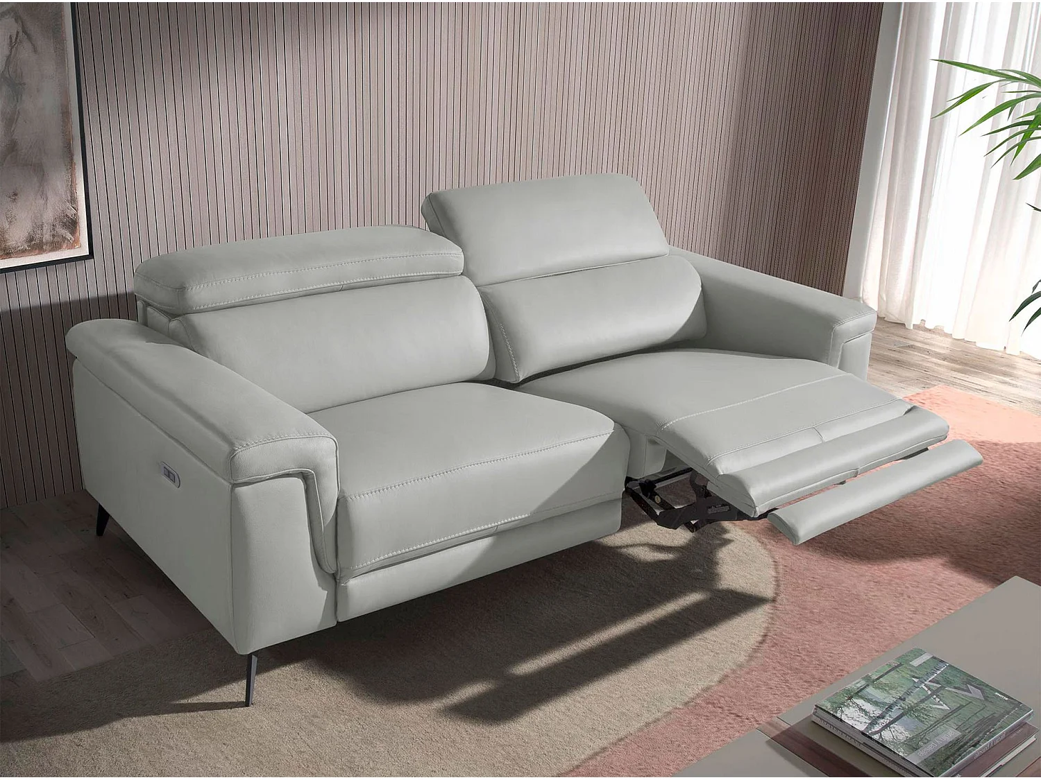 3-sitziges Sofa aus grauem Leder 6108 ANGEL CERDA