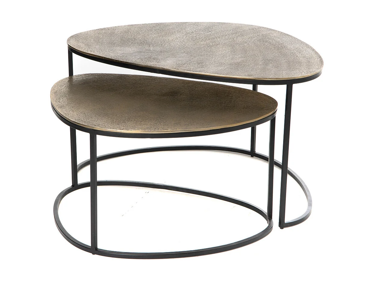 Set de 2 table basses galet gold