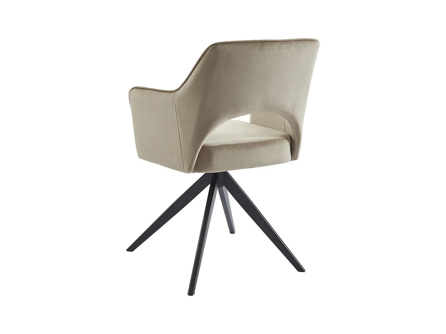 Silla giratoria con reposabrazos de terciopelo y metal negro - Beige - KONYA
