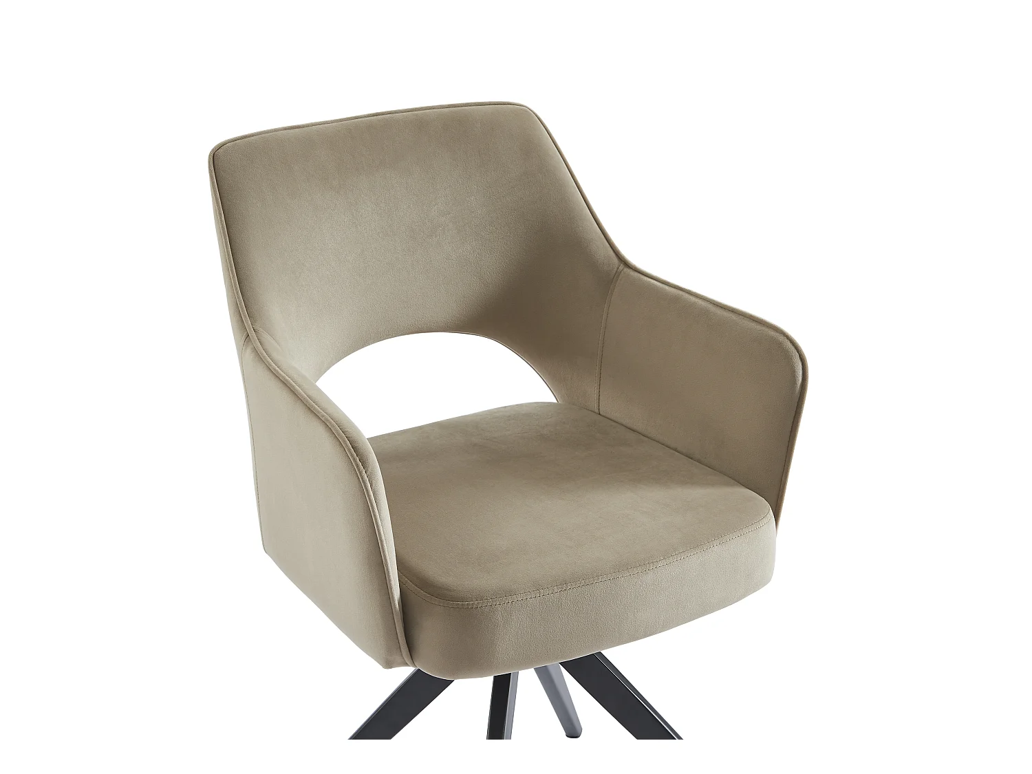 Silla giratoria con reposabrazos de terciopelo y metal negro - Beige - KONYA