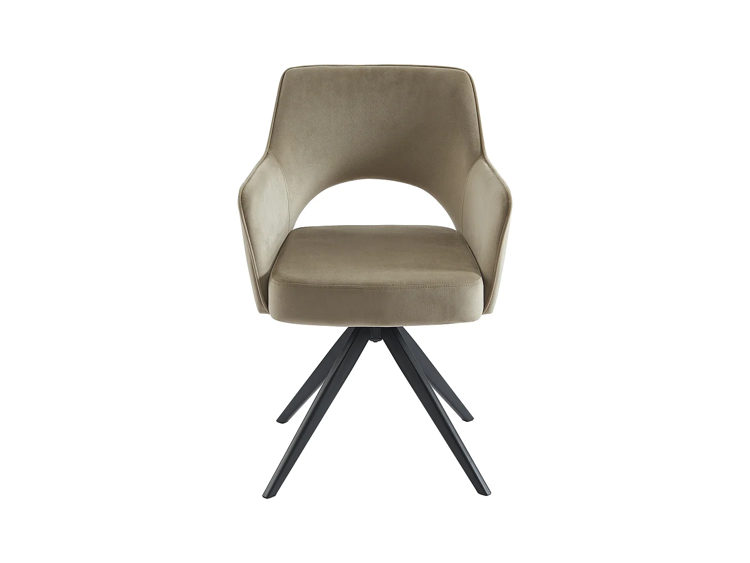 Silla giratoria con reposabrazos de terciopelo y metal negro - Beige - KONYA
