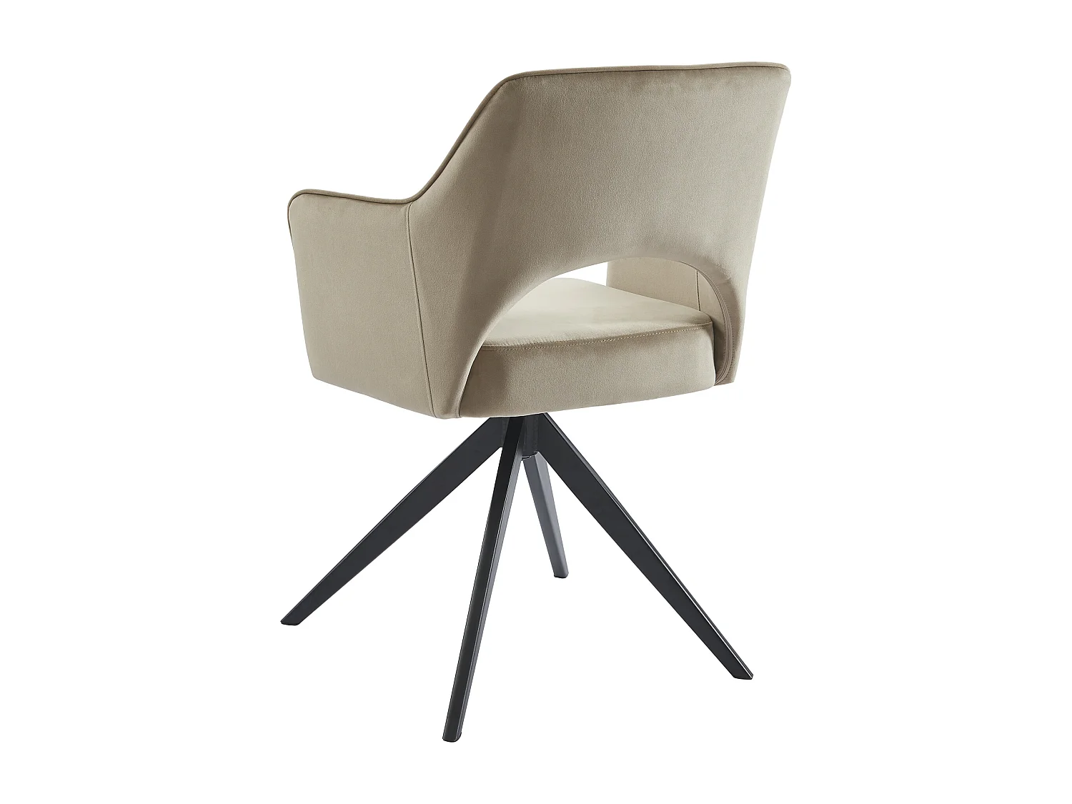 Chaise pivotante avec accoudoirs en velours et métal noir - Beige - KONYA