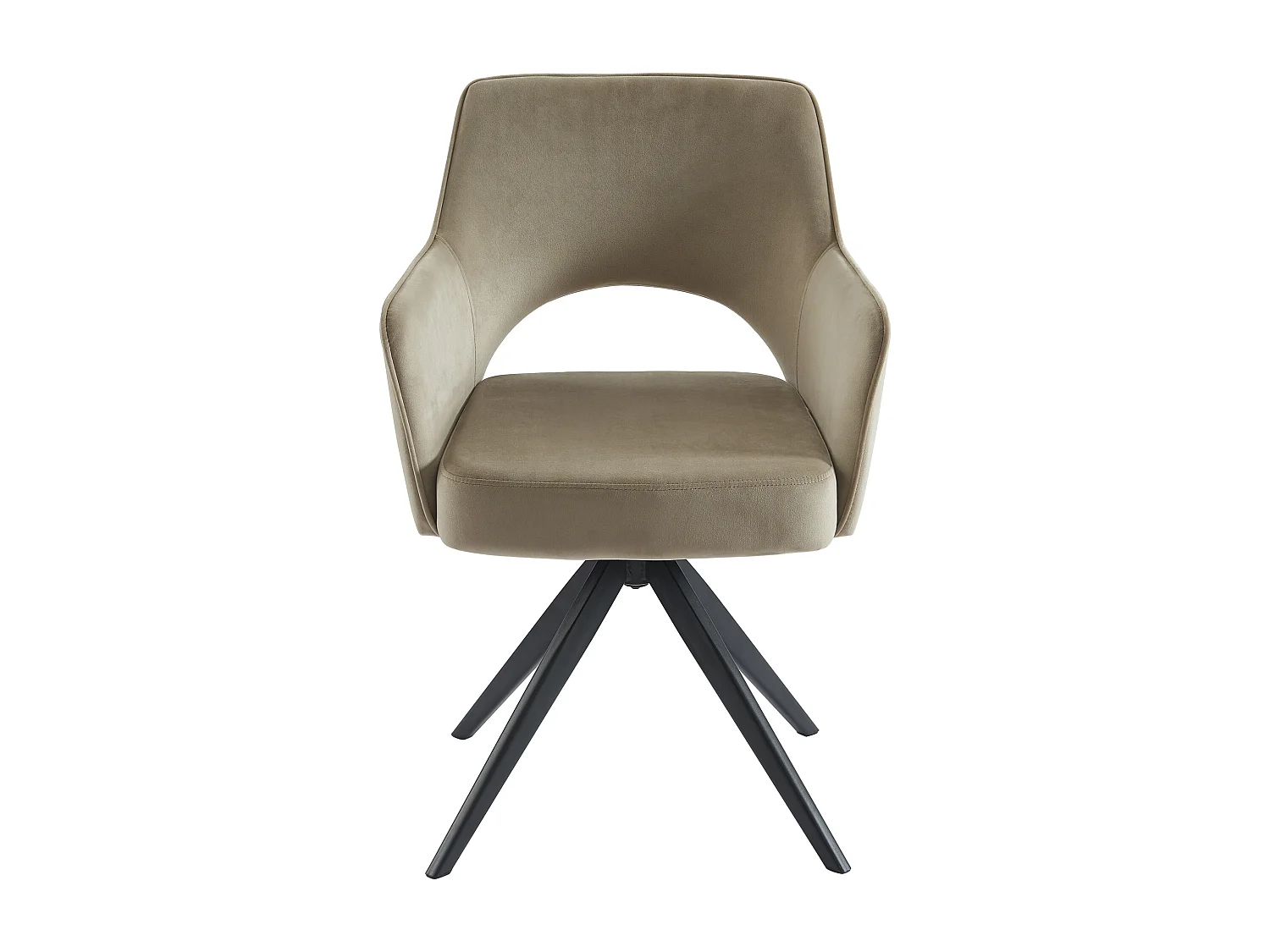 Chaise pivotante avec accoudoirs en velours et métal noir - Beige - KONYA