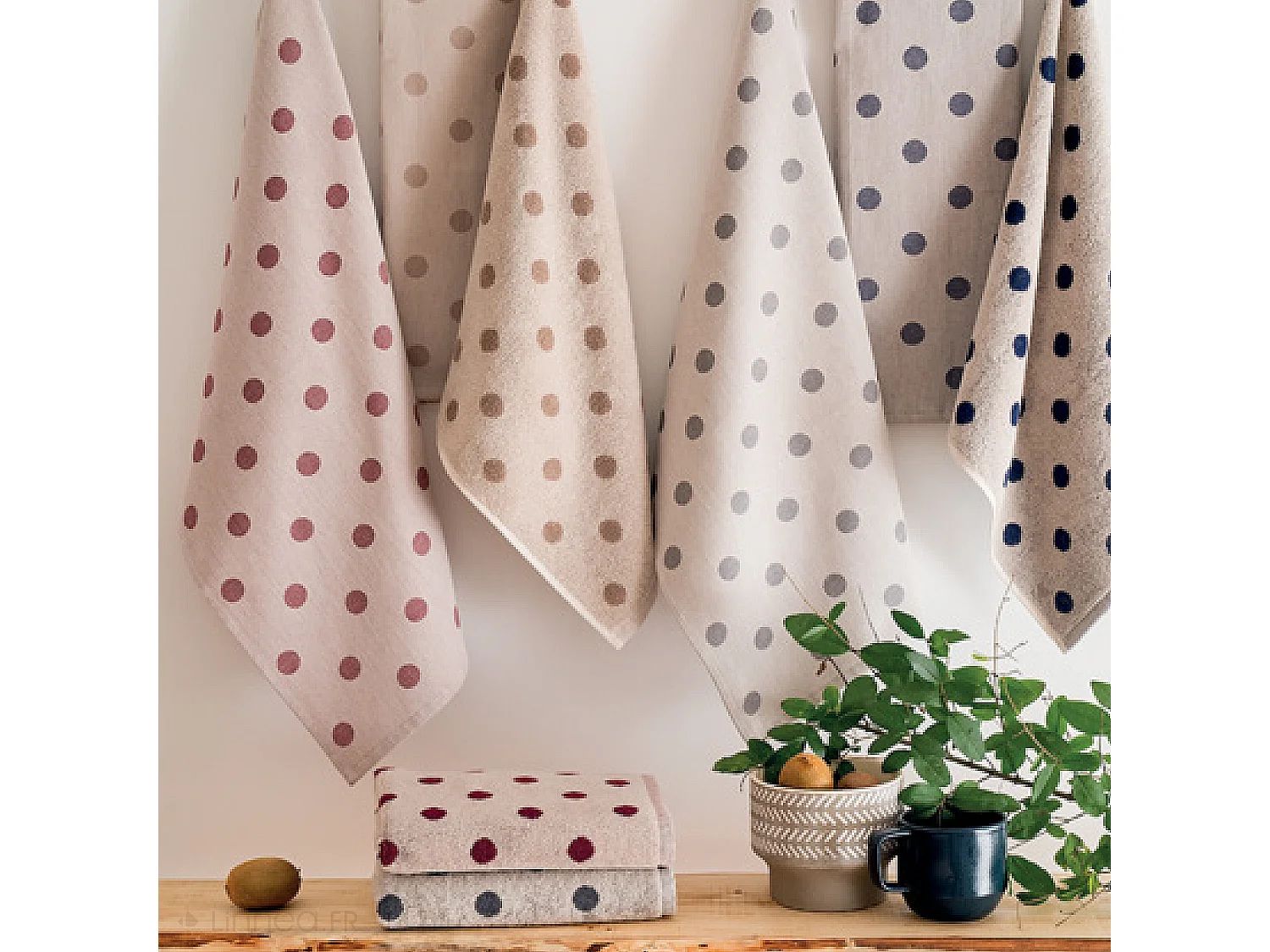 Lot de 2 torchons de cuisine toile 50x70 cm coton SPOT gris