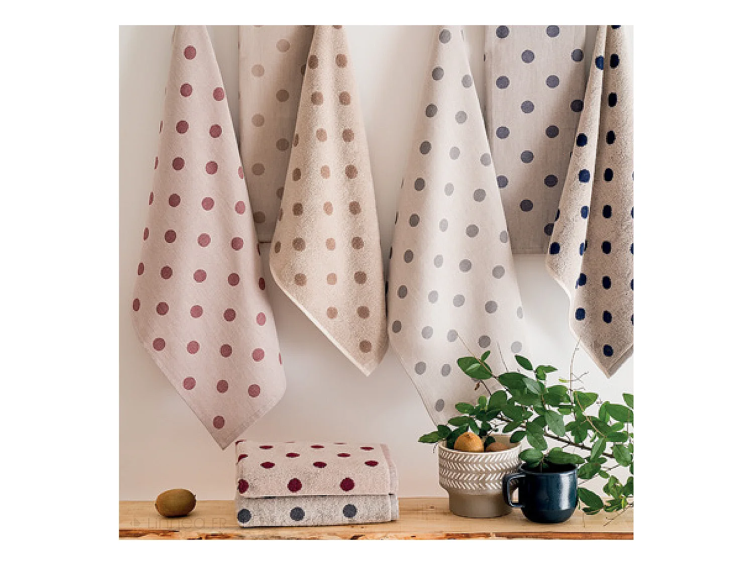 Lot de 2 torchons de cuisine toile 50x70 cm coton SPOT marron