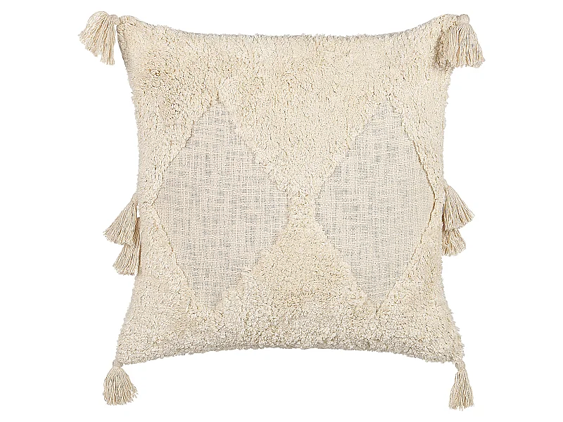 Coussin AVIUM Coton 45 x 45 cm Beige clair Motif géométrique