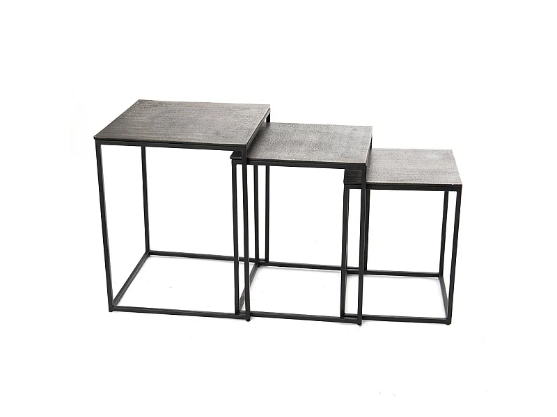 Set de 3 bouts de canapé en aluminium argenté