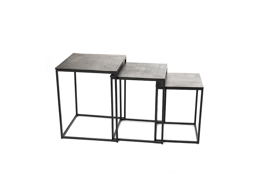 Set de 3 bouts de canapé en aluminium argenté