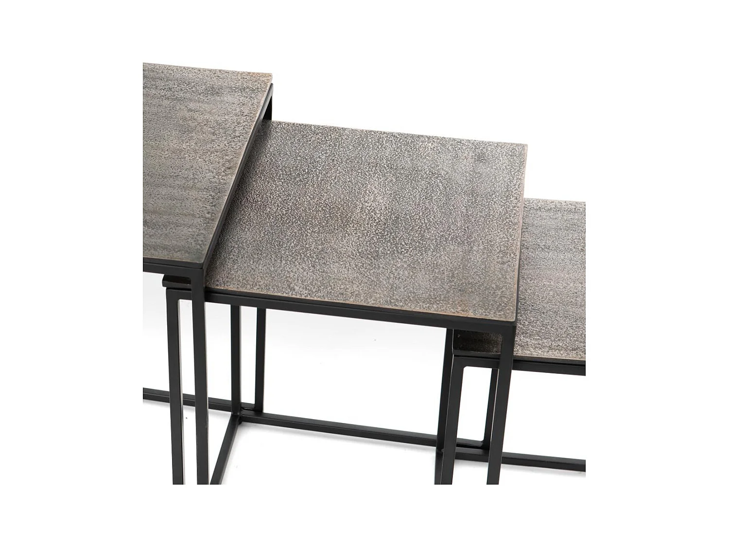 Set de 3 bouts de canapé en aluminium argenté