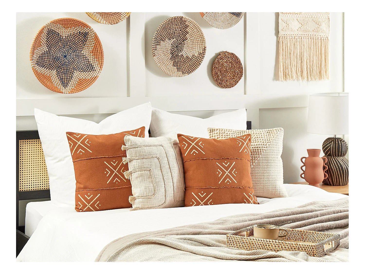 Set di 2 cuscini VITIS Cotone 45 x 45 cm Arancione Trama geometrica