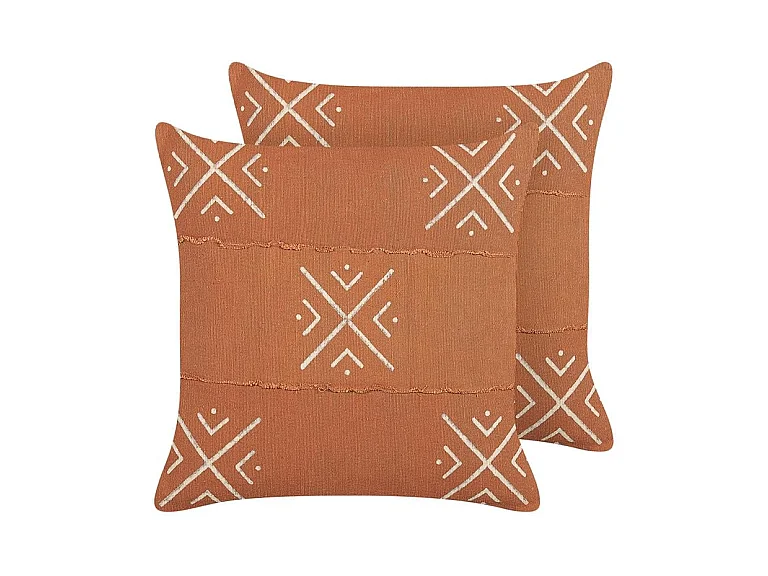 Lot de 2 coussins décoratifs VITIS Coton 45 x 45 cm Orange Motif géométrique