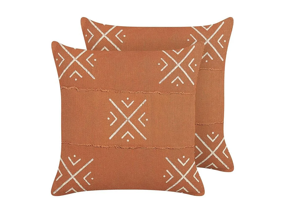 Lot de 2 coussins décoratifs VITIS Coton 45 x 45 cm Orange Motif géométrique