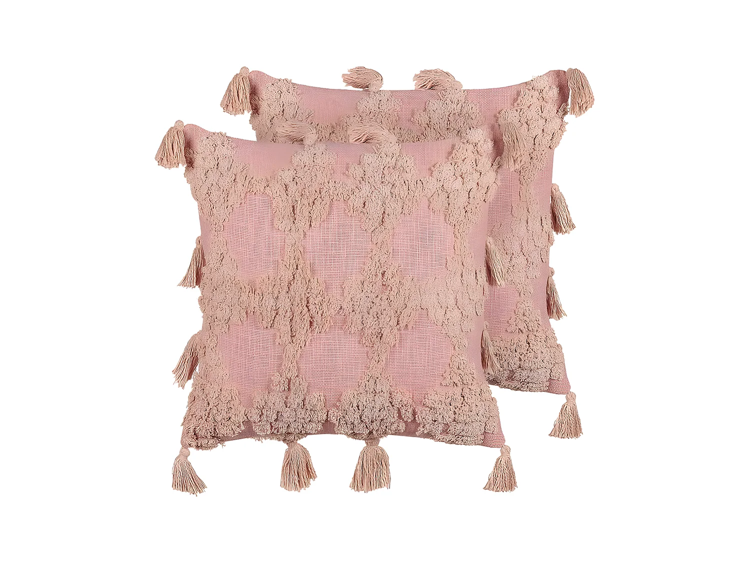 Conjunto de 2 cojines decorativos TORENIA Algodón 45 x 45 cm Rosa Patrón geométrico