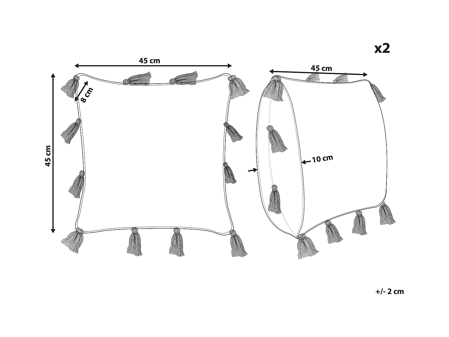 Conjunto de 2 cojines decorativos TORENIA Algodón 45 x 45 cm Rosa Patrón geométrico