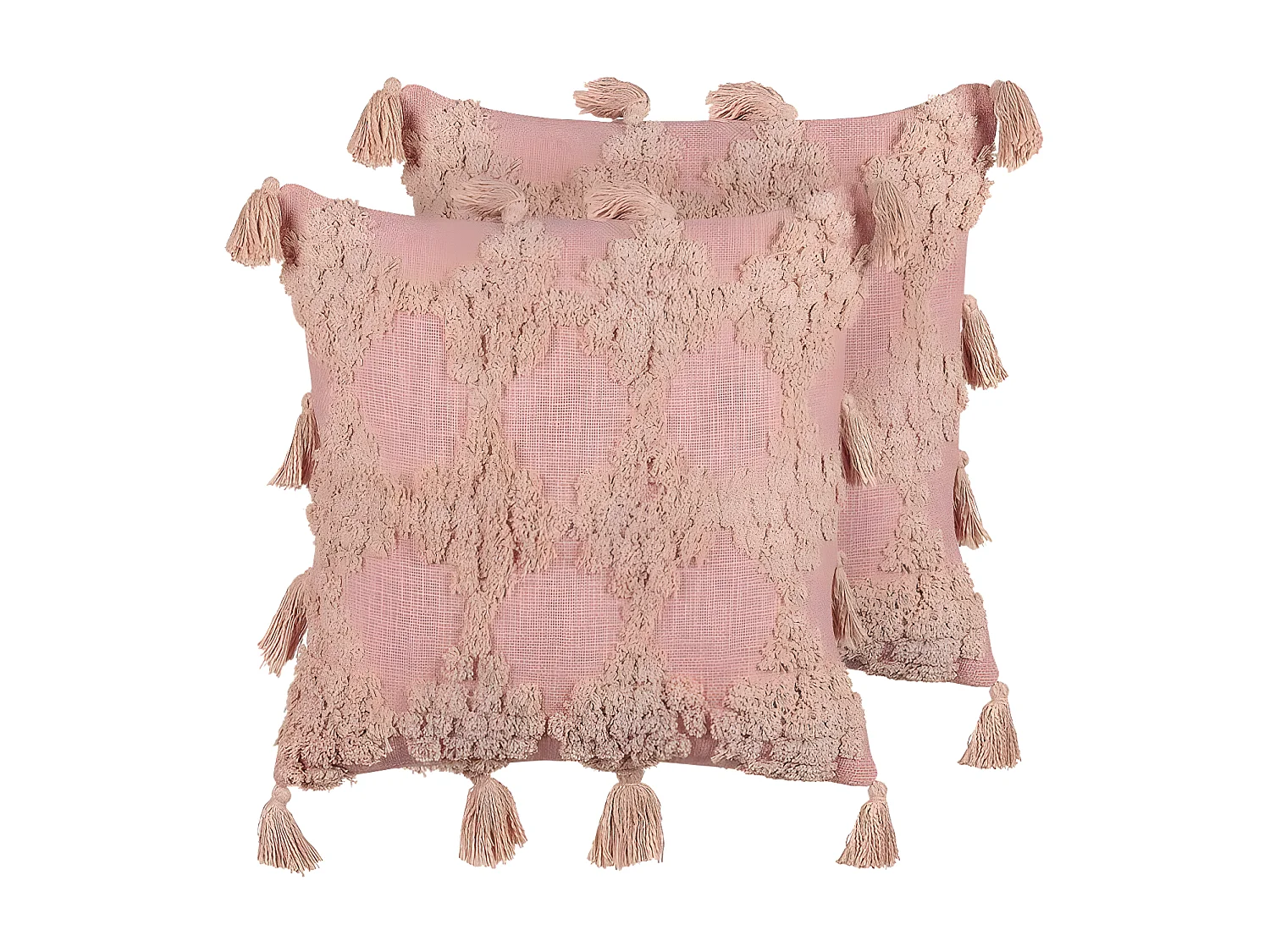 Lot de 2 coussins décoratifs TORENIA Coton 45 x 45 cm Rose Motif géométrique