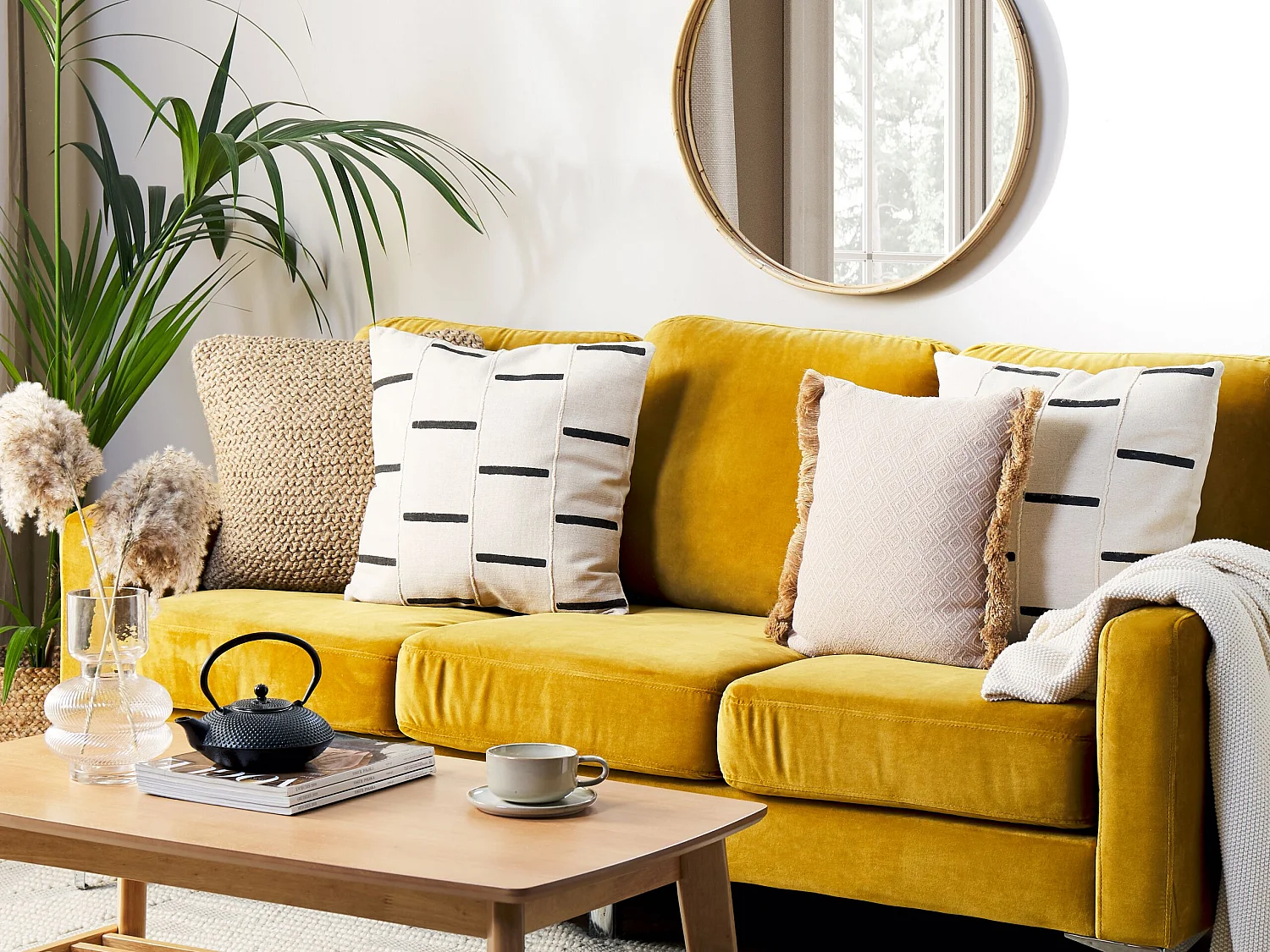 Dekokissen mit Füllung Streifenmuster Baumwolle beige / schwarz 45x45 cm Abies