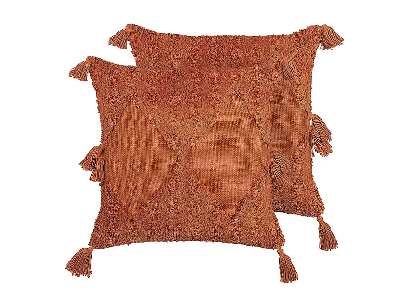 Zestaw 2 poduszek dekoracyjnych AVIUM Bawełna 45 x 45 cm Pomarańczowy Wzór geometryczny