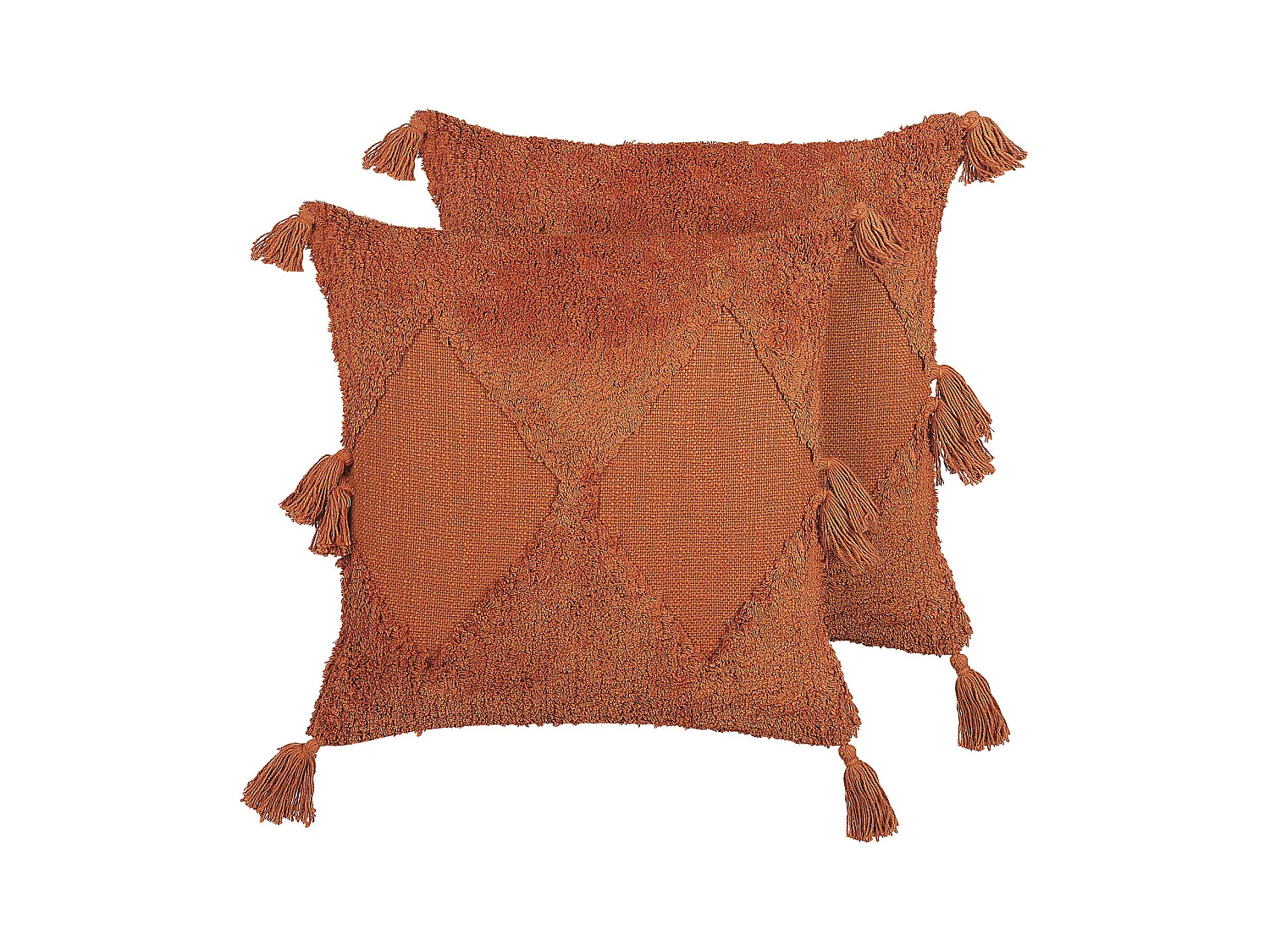 Dekokissen 2er Set mit Füllung geometrisch Muster Baumwolle orange 45x45cm Avium