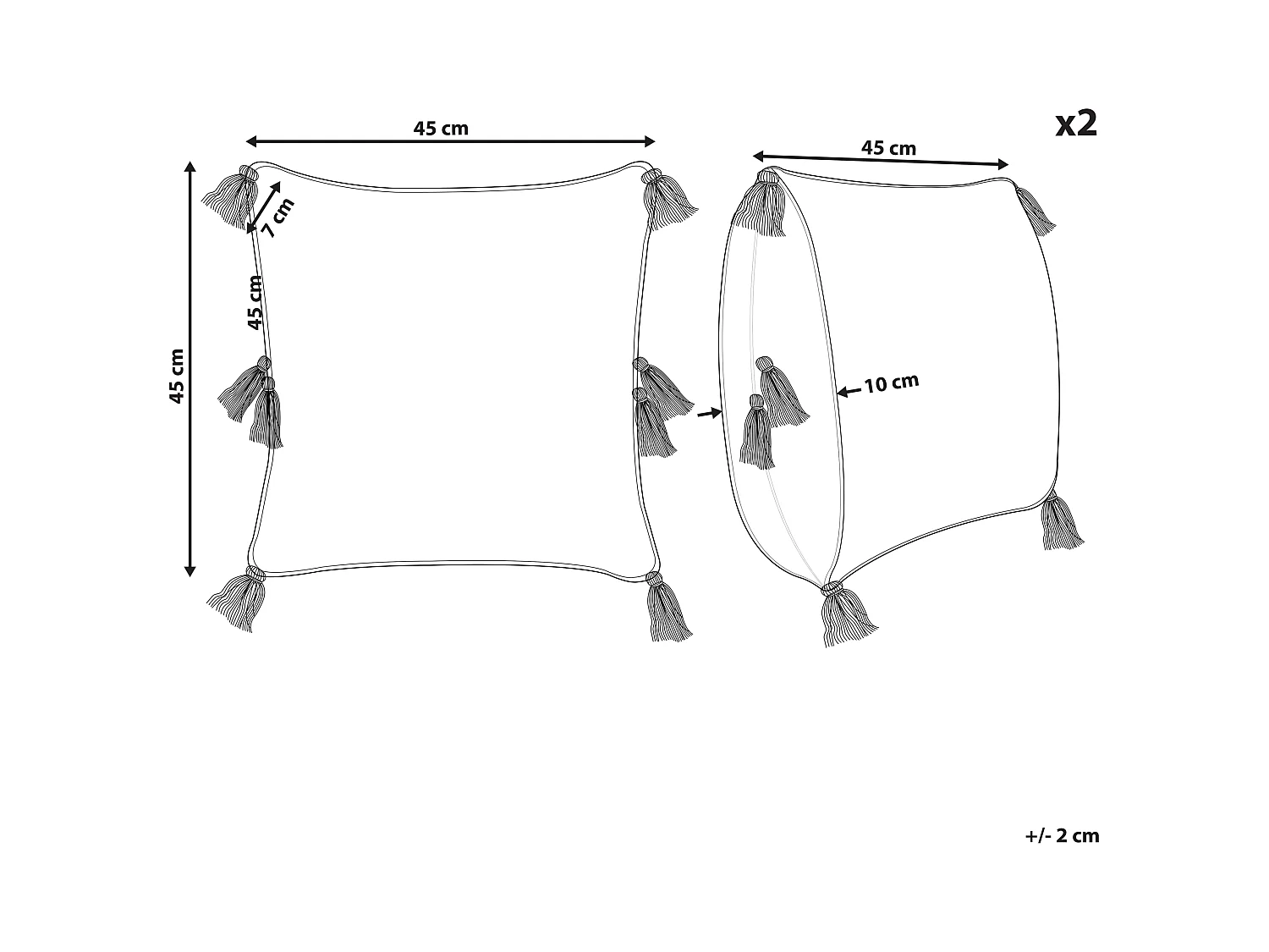 Dekokissen 2er Set mit Füllung geometrisch Muster Baumwolle orange 45x45cm Avium