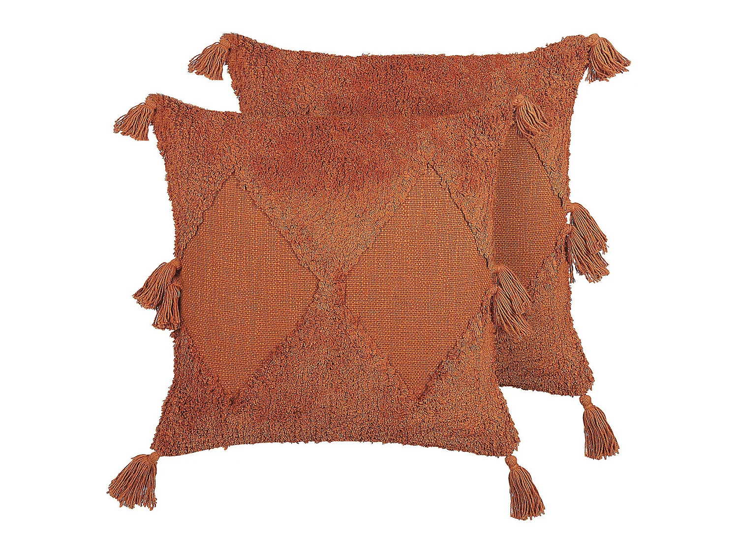 Lot de 2 coussins décoratifs AVIUM Coton 45 x 45 cm Orange Motif géométrique