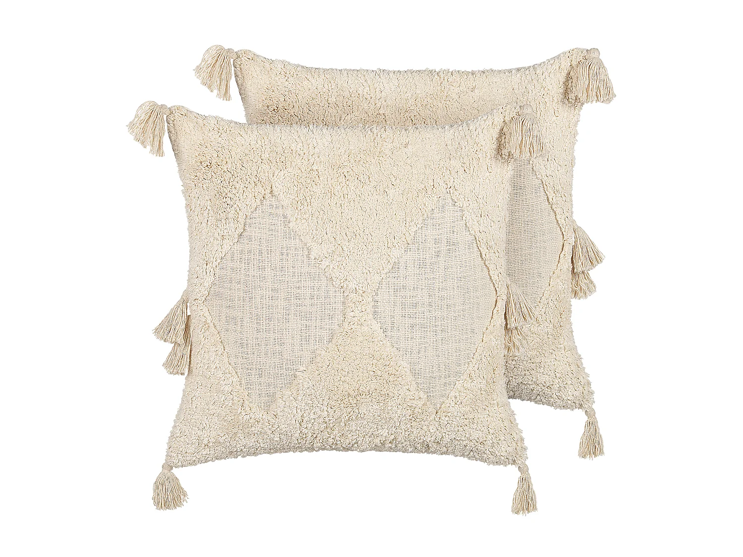 Lot de 2 coussins décoratifs AVIUM Coton 45 x 45 cm Beige clair Motif géométrique
