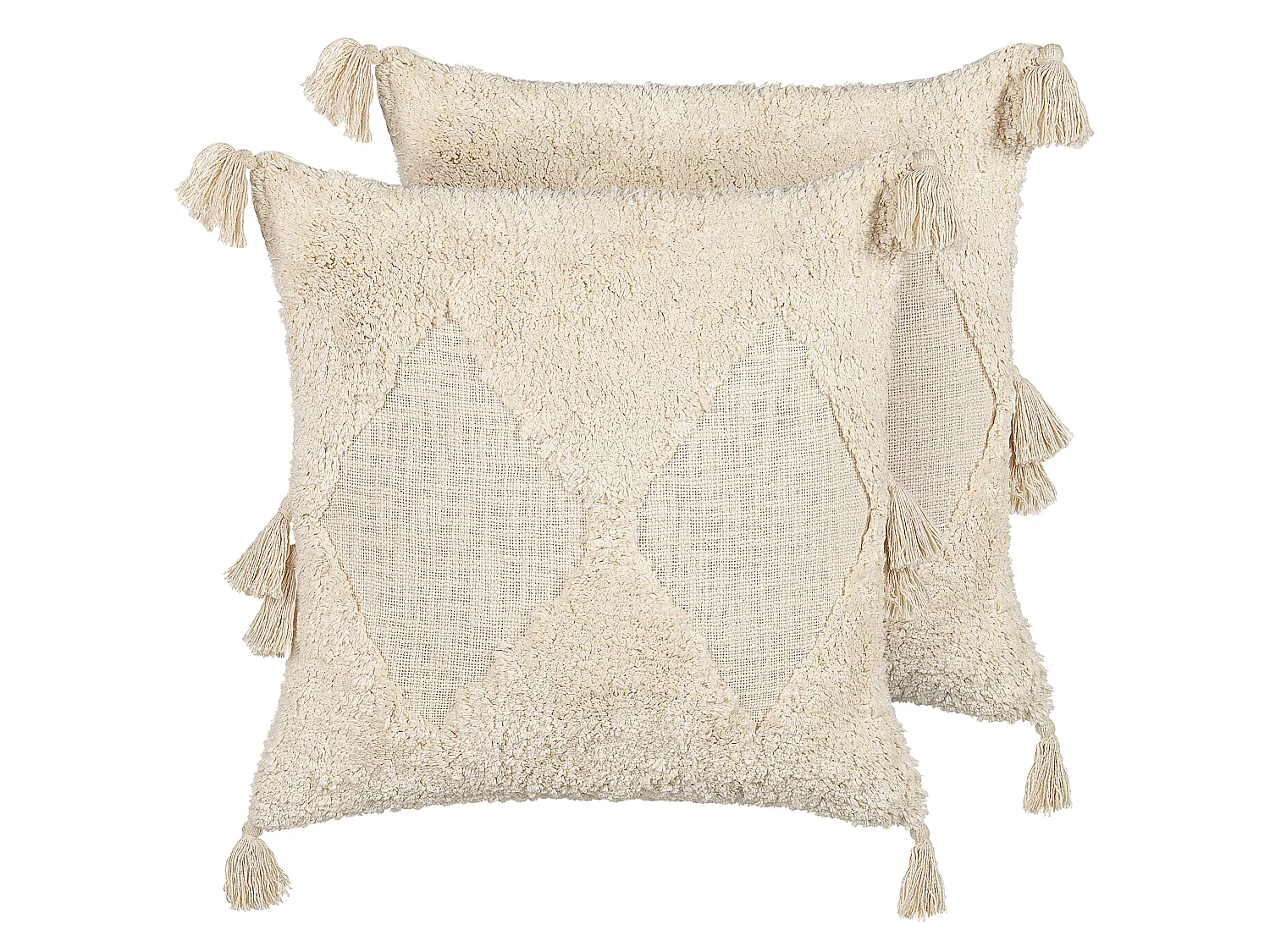 Set di 2 cuscini AVIUM Cotone 45 x 45 cm Beige chiaro Trama geometrica