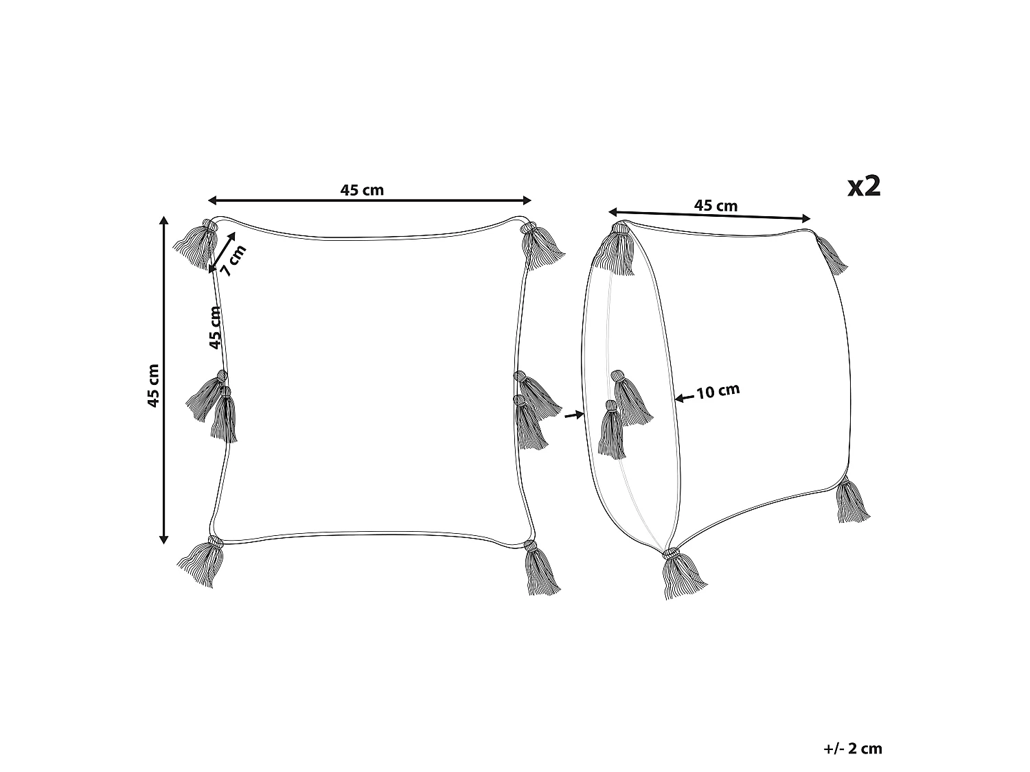 Set di 2 cuscini AVIUM Cotone 45 x 45 cm Beige chiaro Trama geometrica