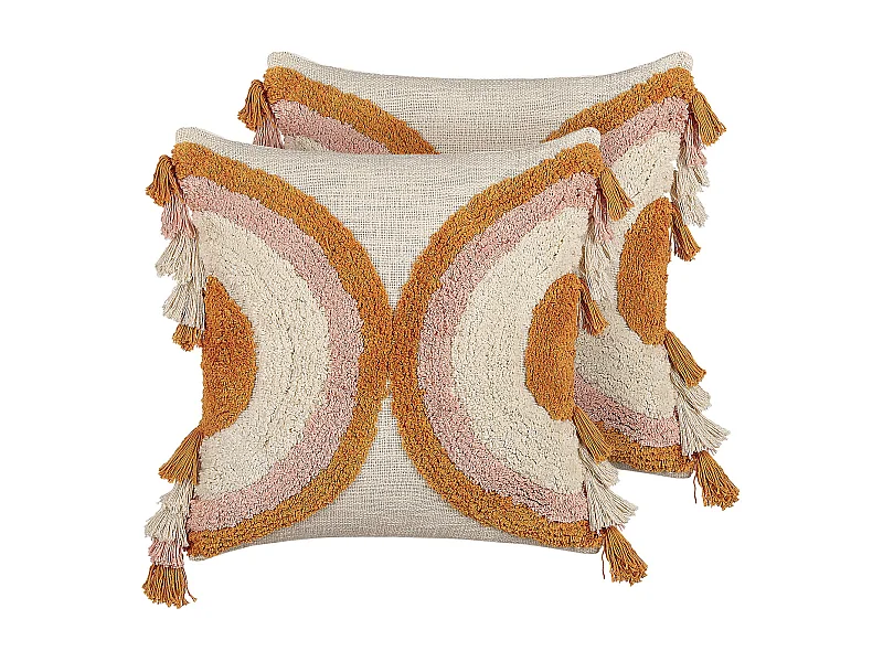 Lot de 2 coussins décoratifs LABLAB Coton 45 x 45 cm Multicolore Motif géométrique