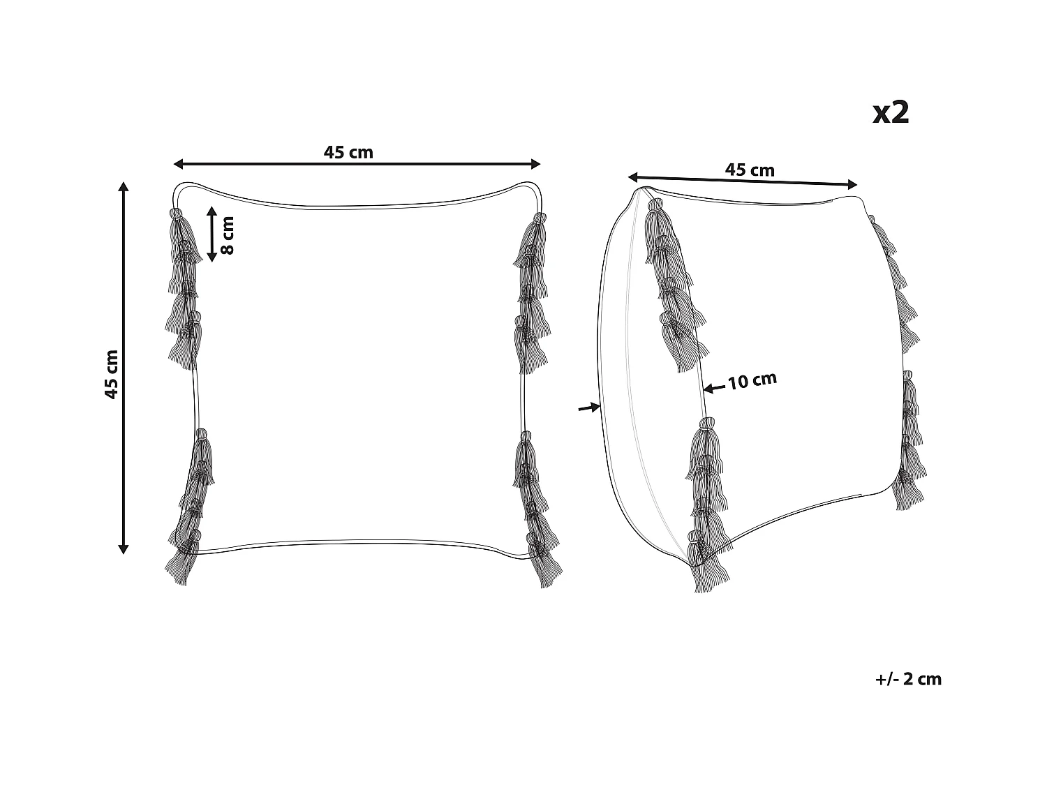 Conjunto de 2 almofadas decorativas LABLAB Algodão 45 x 45 cm Multicolor Padrão geométrico