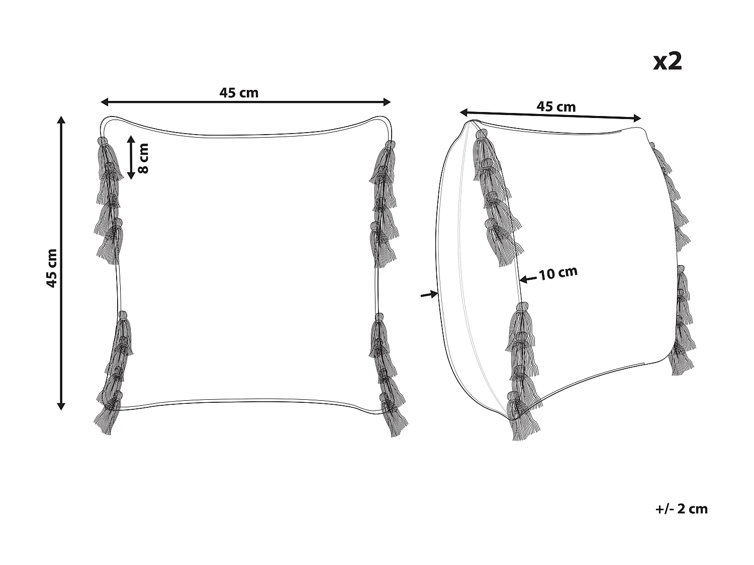 Lot de 2 coussins décoratifs LABLAB Coton 45 x 45 cm Multicolore Motif géométrique