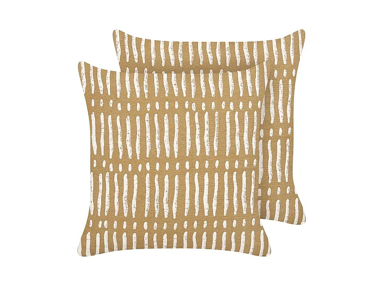 Dekokissen 2er Set SALIX Baumwolle 45 x 45 cm Sandbeige Streifenmuster