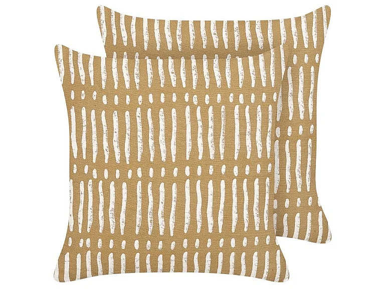 Lot de 2 coussins décoratifs SALIX Coton 45 x 45 cm Beige sable À rayure