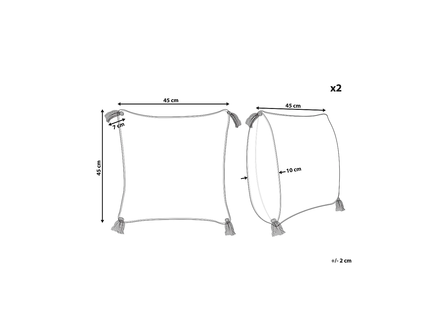 Dekokissen 2er Set mit Füllung Muster Baumwolle beige / blau 45x45 cm Jacaranda