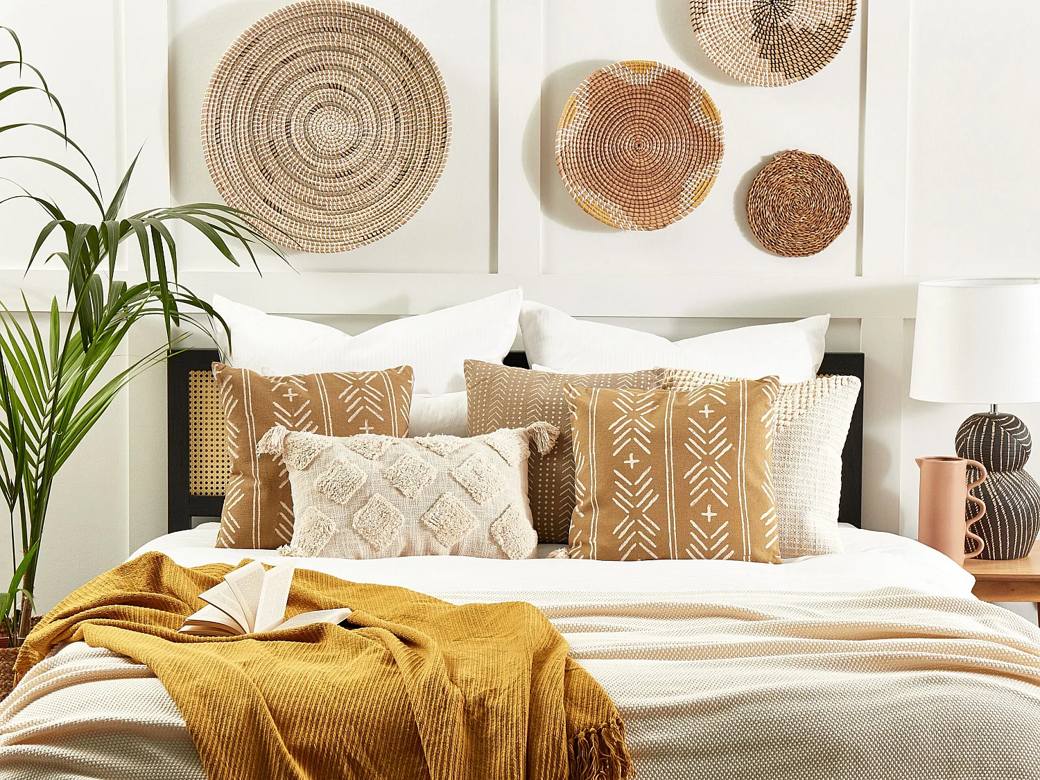 Coussin BANYAN Coton 45 x 45 cm Beige sable Motif géométrique