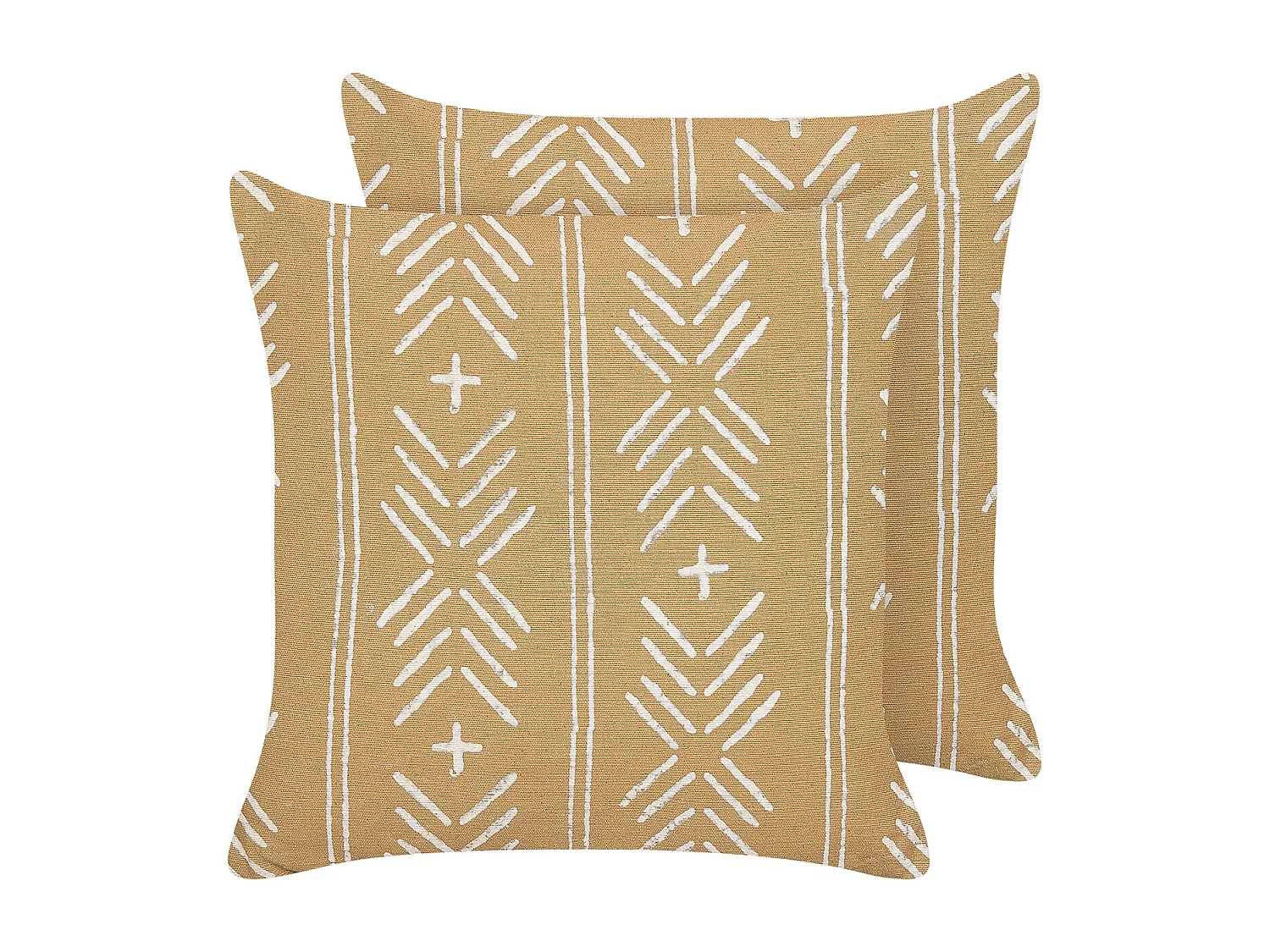 Lot de 2 coussins décoratifs BANYAN Coton 45 x 45 cm Beige sable Motif géométrique